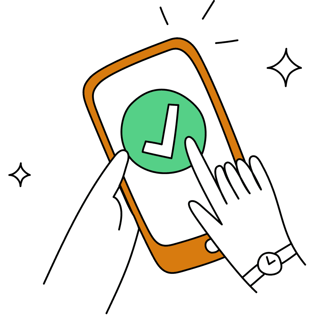 Smartphone taak afvinken - La tâche du smartphone s'achève - Smartphone task ticking off