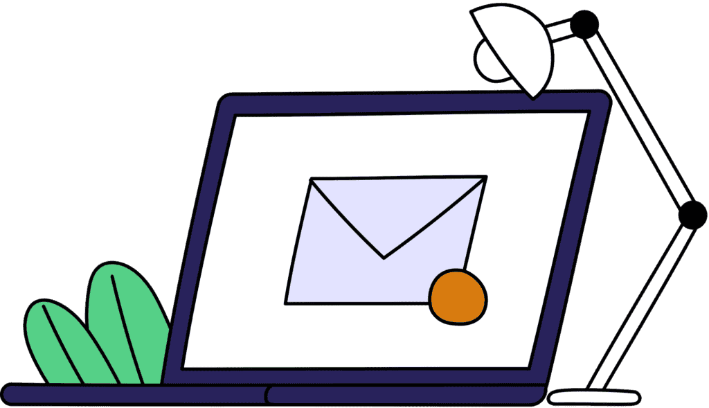 Laptop met e-mail en lamp - Ordinateur portable avec email et lampe - Laptop with email and lamp