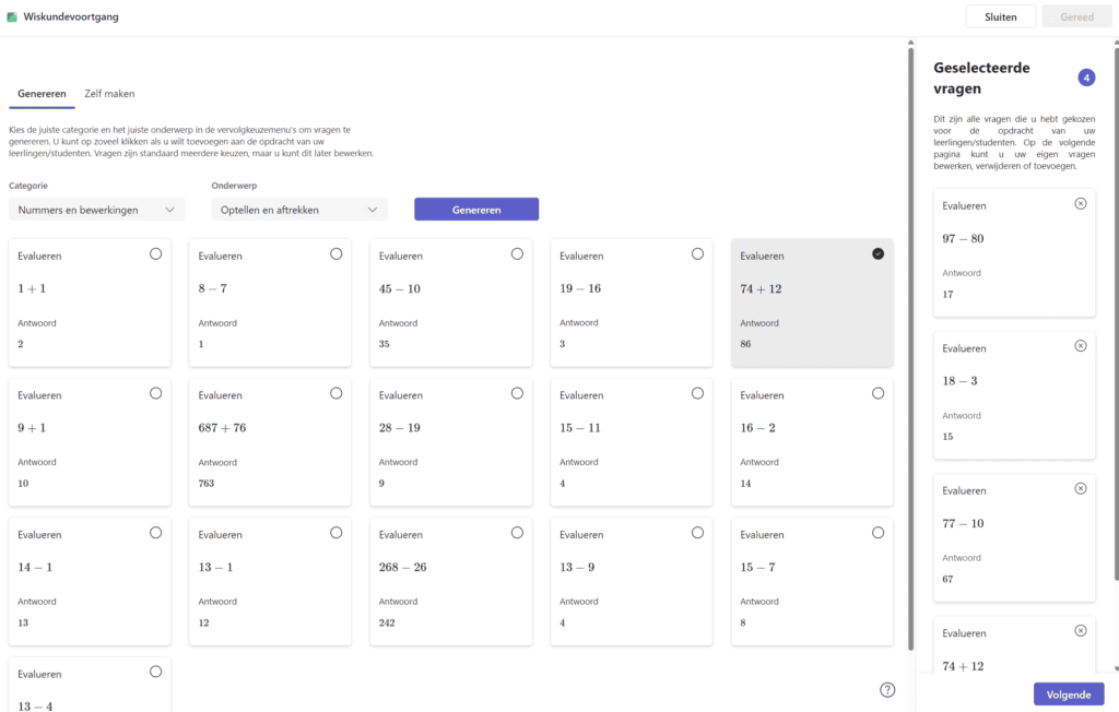 Screenshot wiskundevoortgang
